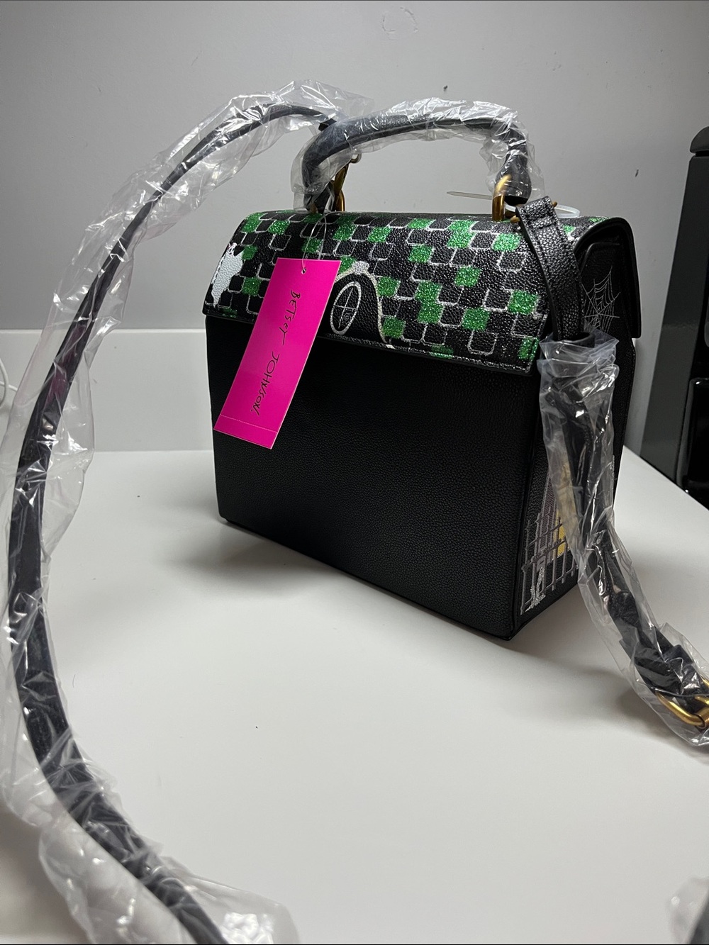 Betsey Johnson Black Orange Green Haunted House Crossbody Bag - Picture 16 of 17